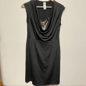 Medium black simple dress with sequins